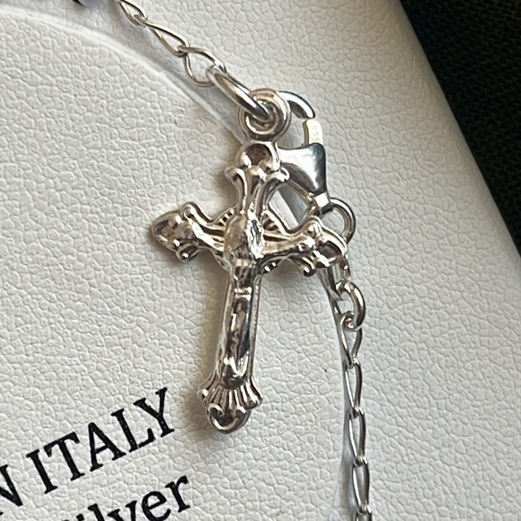 Brand New Sterling Silver Cross Bracelet Religious Christian Jesus Made in Italy - Picture 2 of 14